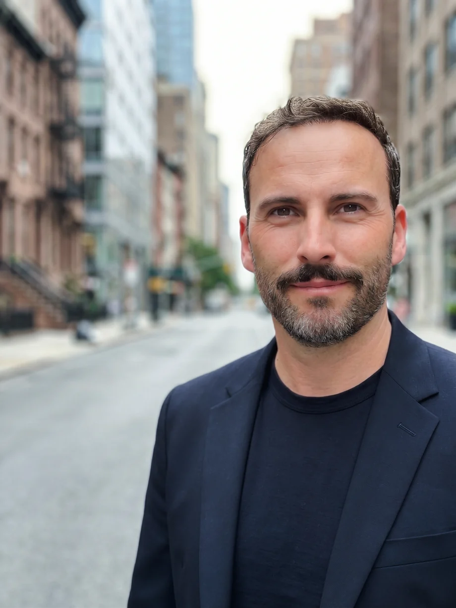 Portrait of Stève Cattin on a New York City street